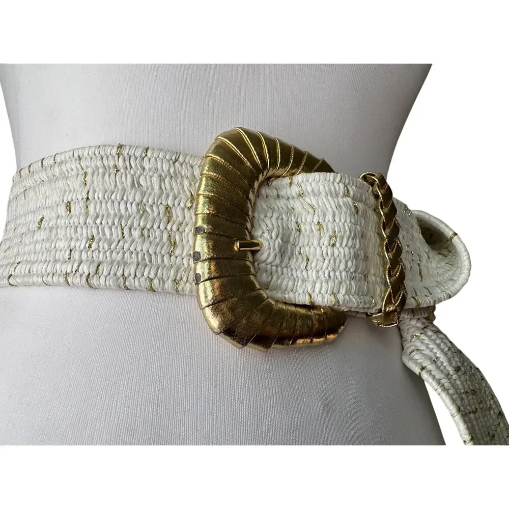 Vintage ‘80s White & Gold Stretchy Adjustable Belt
